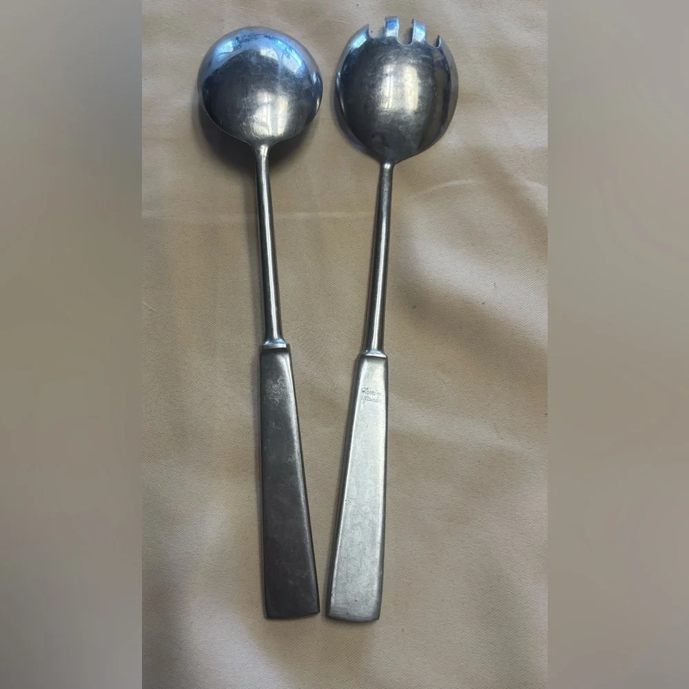 Vintage Capri Stainless Steel Italy Salad‎ Set Spoon Spork 11” Serveware